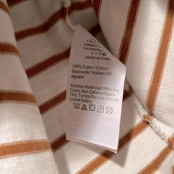 EUC J.Crew Factory Tan and White Striped Ruffle Neck Henley /3X/ - Picture 3 of 6
